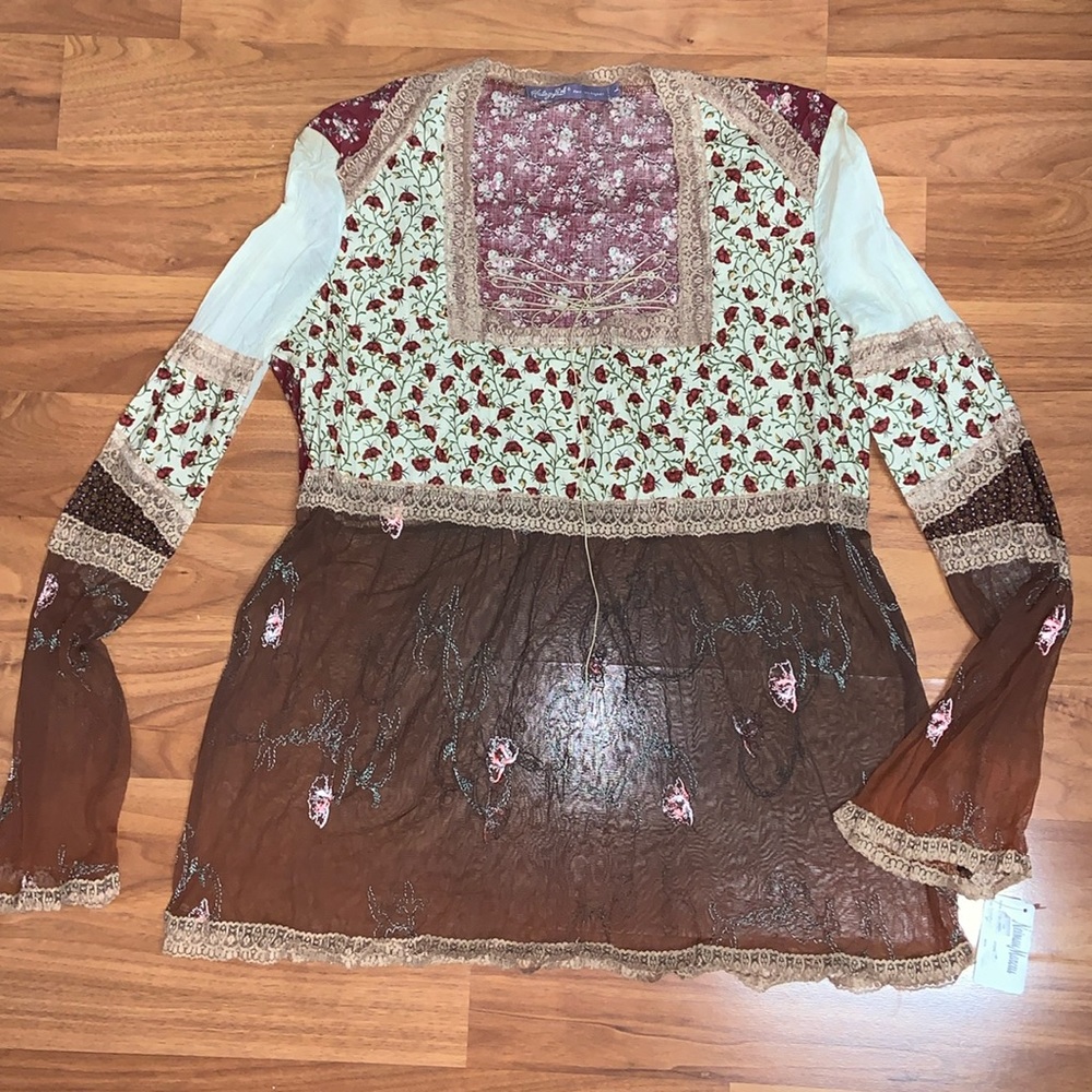 NWT Hale Bob Bohemian Style Long Sleeve Top